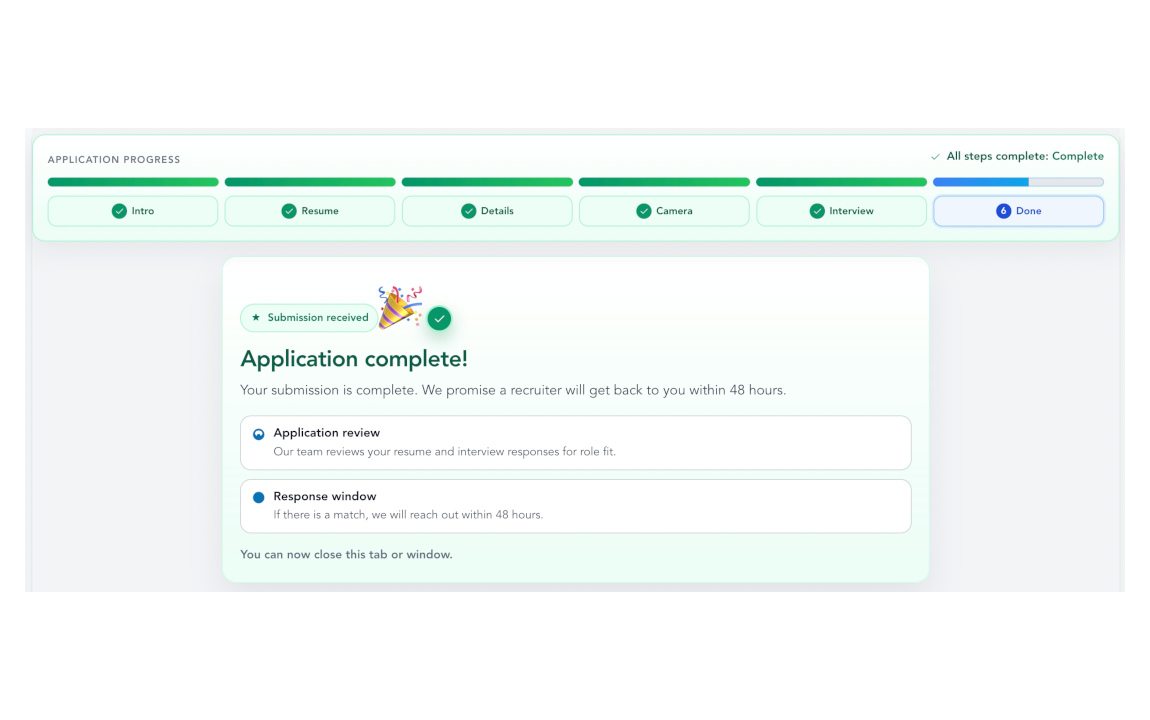 Confirmation screen